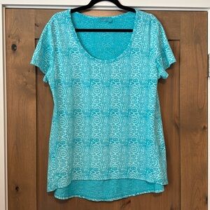 Fresh Produce Scoop Neck T shirt Tee blue top Womens XL Beach Cotton Coastal